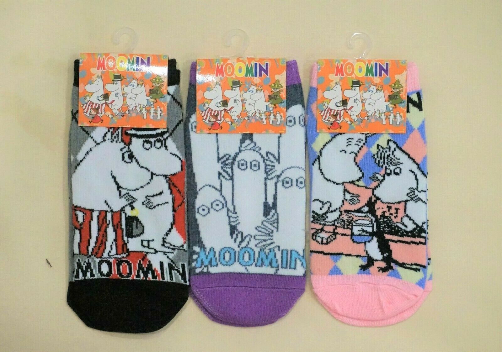 Three Pairs New Women's Japan Moomin Characters Cotton Ankle Socks One Size