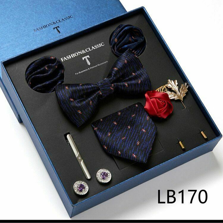 Men's Formal Silk Tie Pocket Squares Cufflink Set Necktie Wedding Accessories