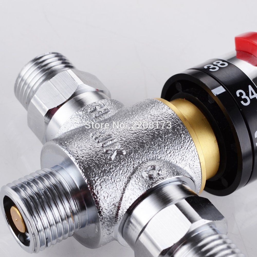 Solid Brass Three Way Thermostatic Mixer Valves Adjust Temperature
