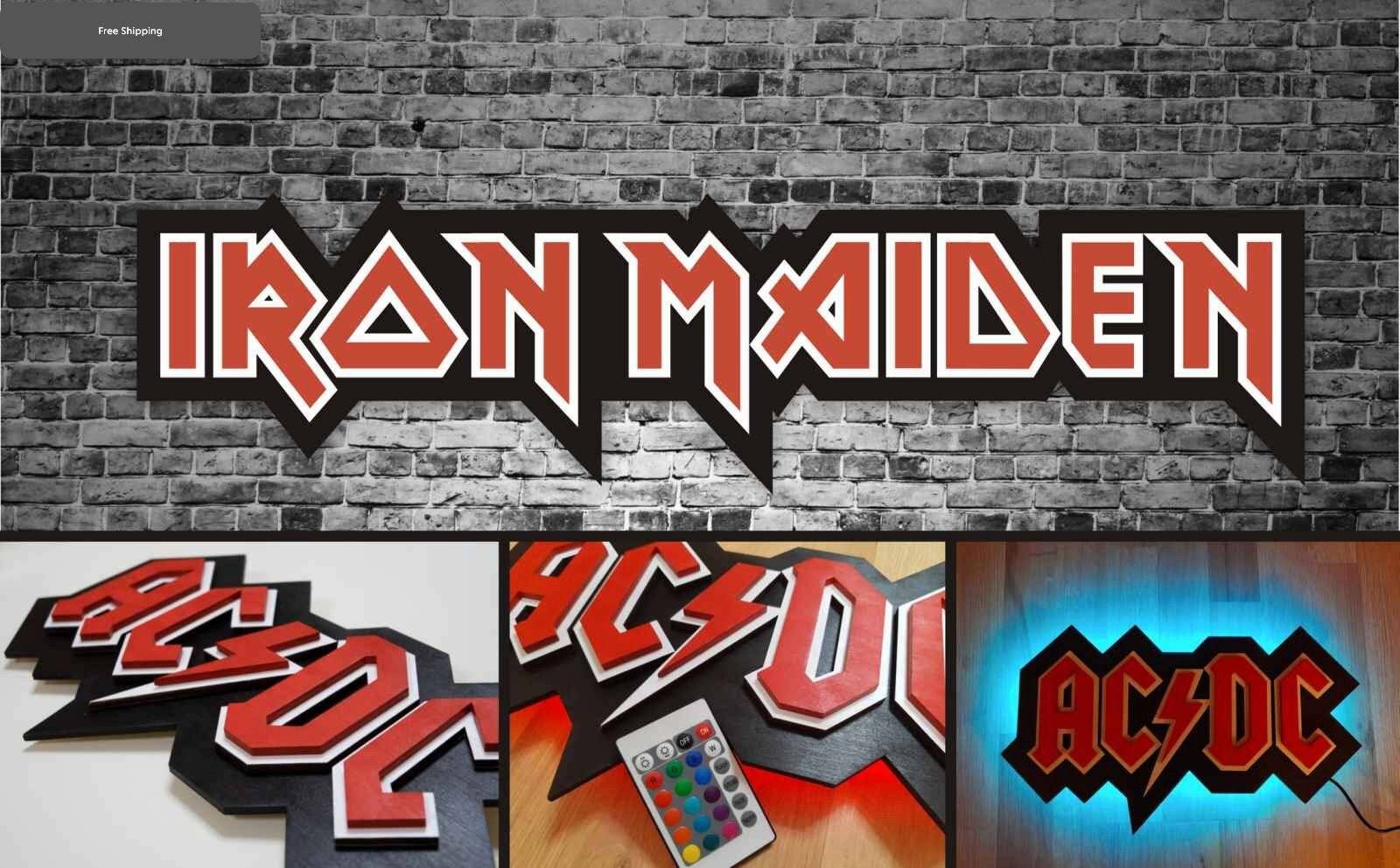 Iron Maiden Sign LED 3D, Iron Maiden Room and similar items