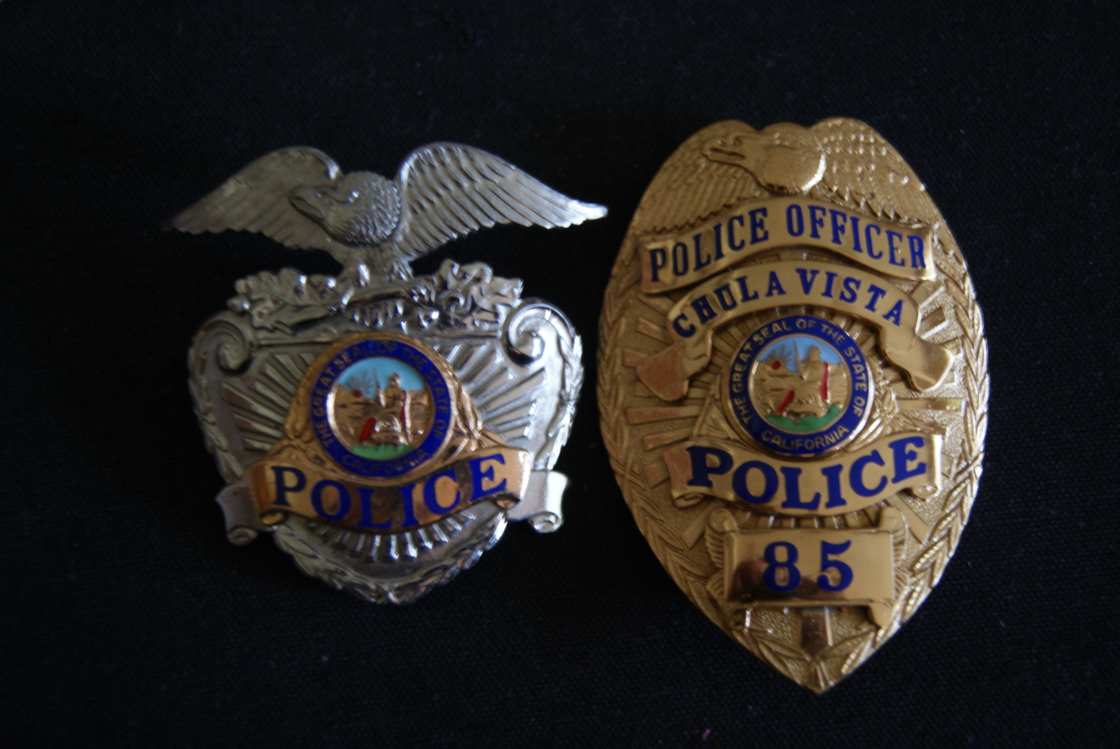 Chula Vista California. Rare Police Officer Badge & Hat Badge, Hmk, L.a ...