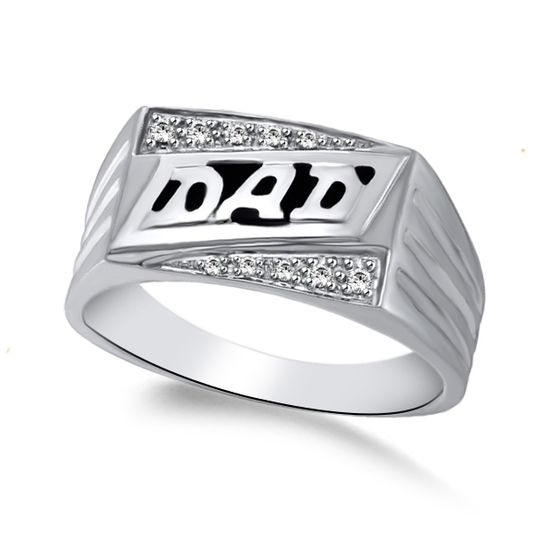 20./1Ct DAD 14k White Gold Plated White CZ Diamond Men`s Ring.925 Silver Rings