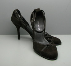 3" High Heel SHOES Woman's 7 M Ankle Strap Nine West Brown Suede Sexy Feet - $19.79