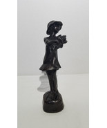 Bronze Sculpture Girl Holding Flowers - $58.00