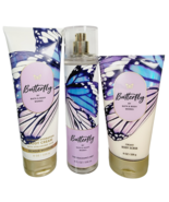 BUTTERFLY Bath &amp; Body Works 3 pc Set Fragrance Mist Body Cream Scrub Was... - $36.14