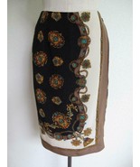 Nicole Summers Silk Straight Wrap Skirt 4 6 Rococo Scarf Print Jewels Ch... - $21.99