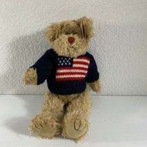 TY Attic Treasure Collection Grant Teddy Bear USA Flag Sweater 13&quot; Plush... - $11.88