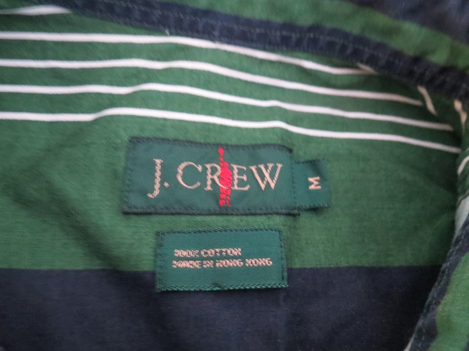 Vintage J. Crew Mens Shirt Button Front Color Block Wide Stripe M