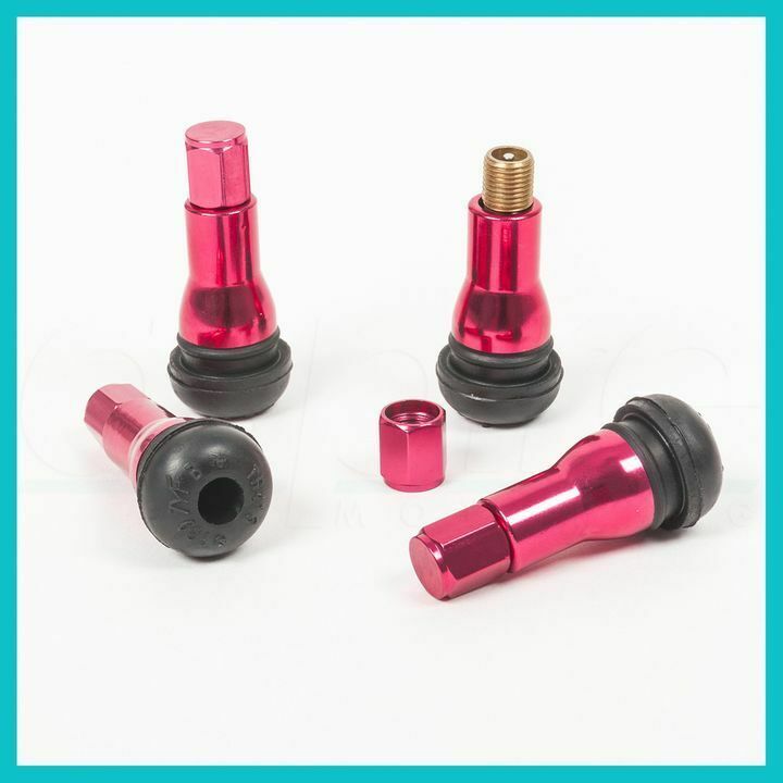 4 pieces TR413 Wheel Tire Valve Stems Short Cherry Red Rubber for Car