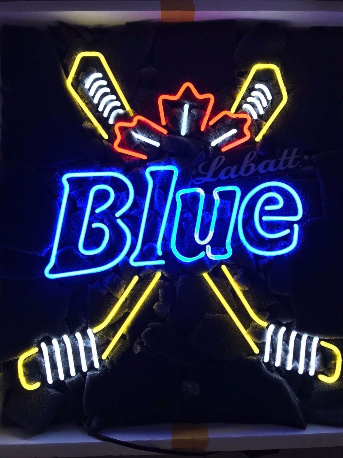 New Labatt Blue Light Hockey Sticks NHL Neon Sign 24"x20" Neon