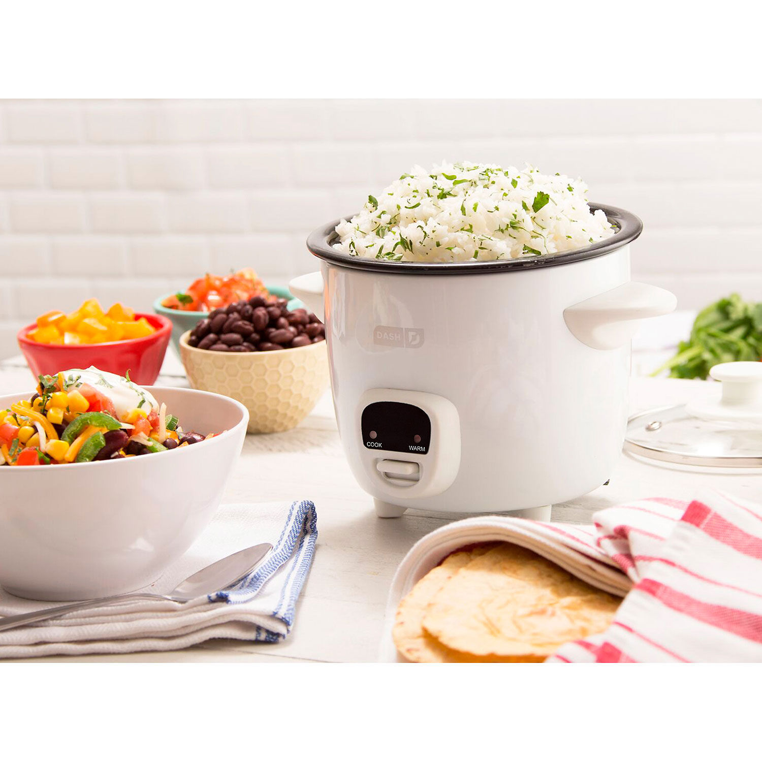 Dash Mini 2Cup Rice Cooker Keep Warm Function White Cookers & Steamers