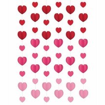 Dimensional Red Hearts Valentines Day 6 Ct 7 ft Doorway String Decoration - $8.70