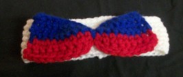 Brand New Handmade Crocheted Red White Blue Patriotic Dog Bow Tie Fancy Collar - $10.49
