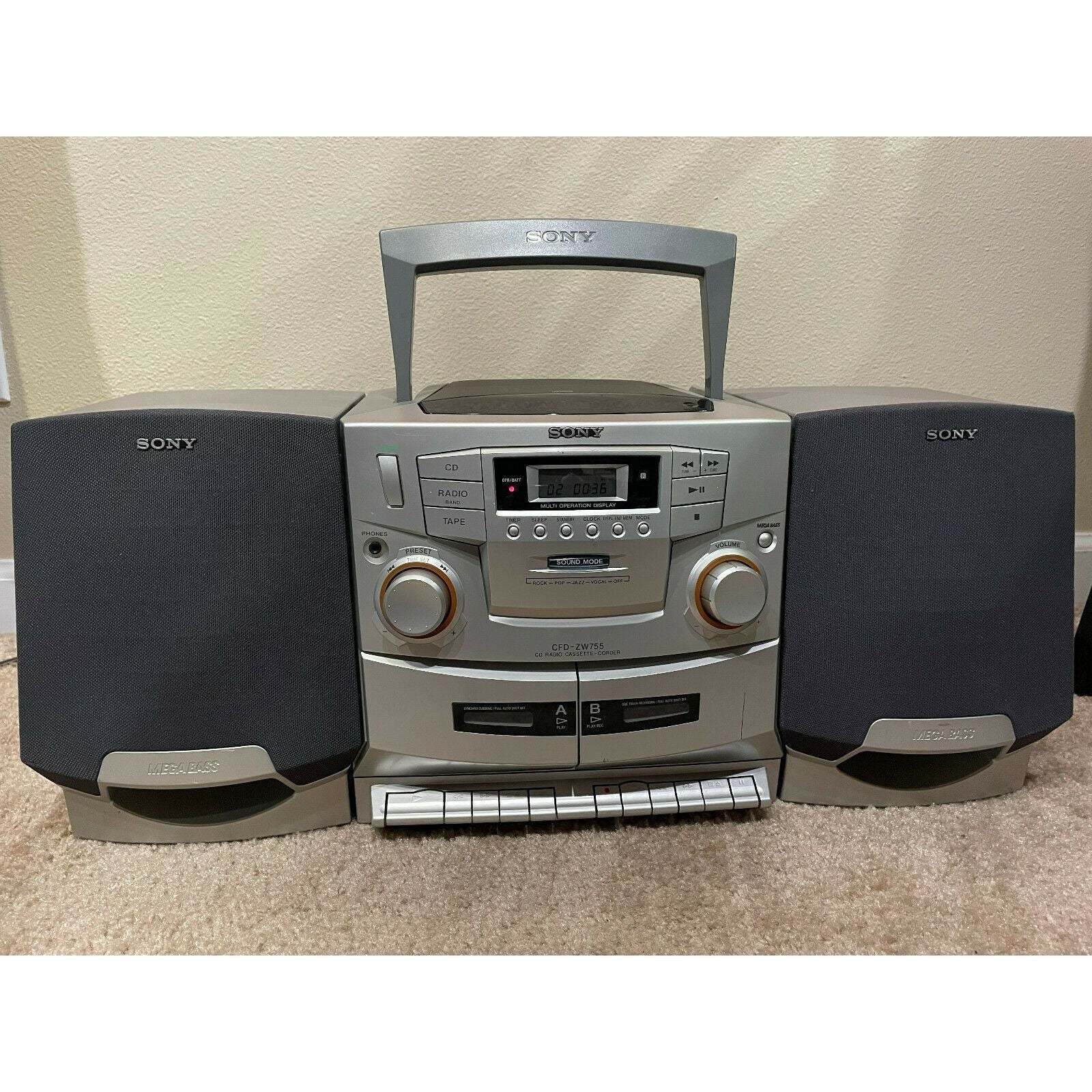 Sony Cfd-ZW755 Stereo System Boombox CD/Dual Cassette/ AM/FM Radio ...