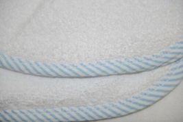 EllieO Seersucker Bib And Burp Cloth Set White With Blue Striped Trim image 4