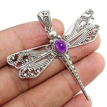 925 Sterling Silver Dragonfly Pendant for Women, Amethyst Pendant, Bohem... - $32.99