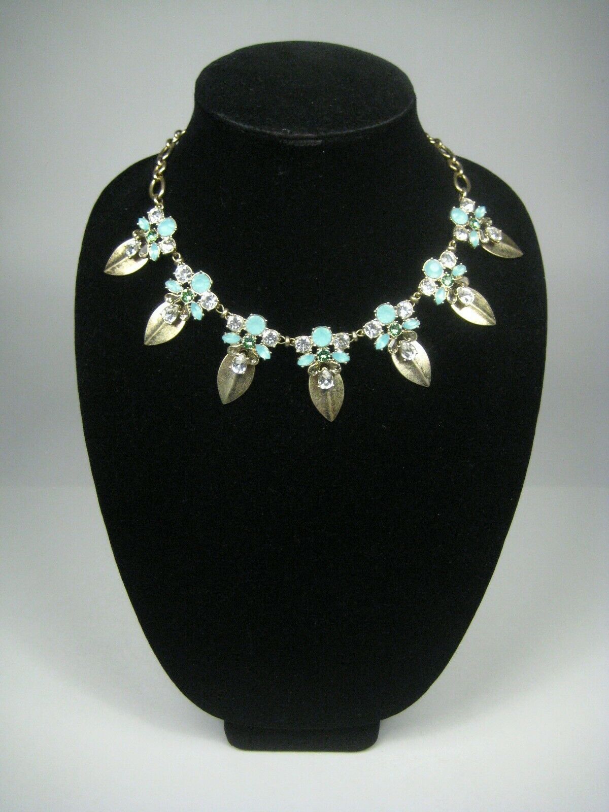 Mythologie Necklace Jewelry Fashion Women 17 Inch Goldtone Cluster Blue