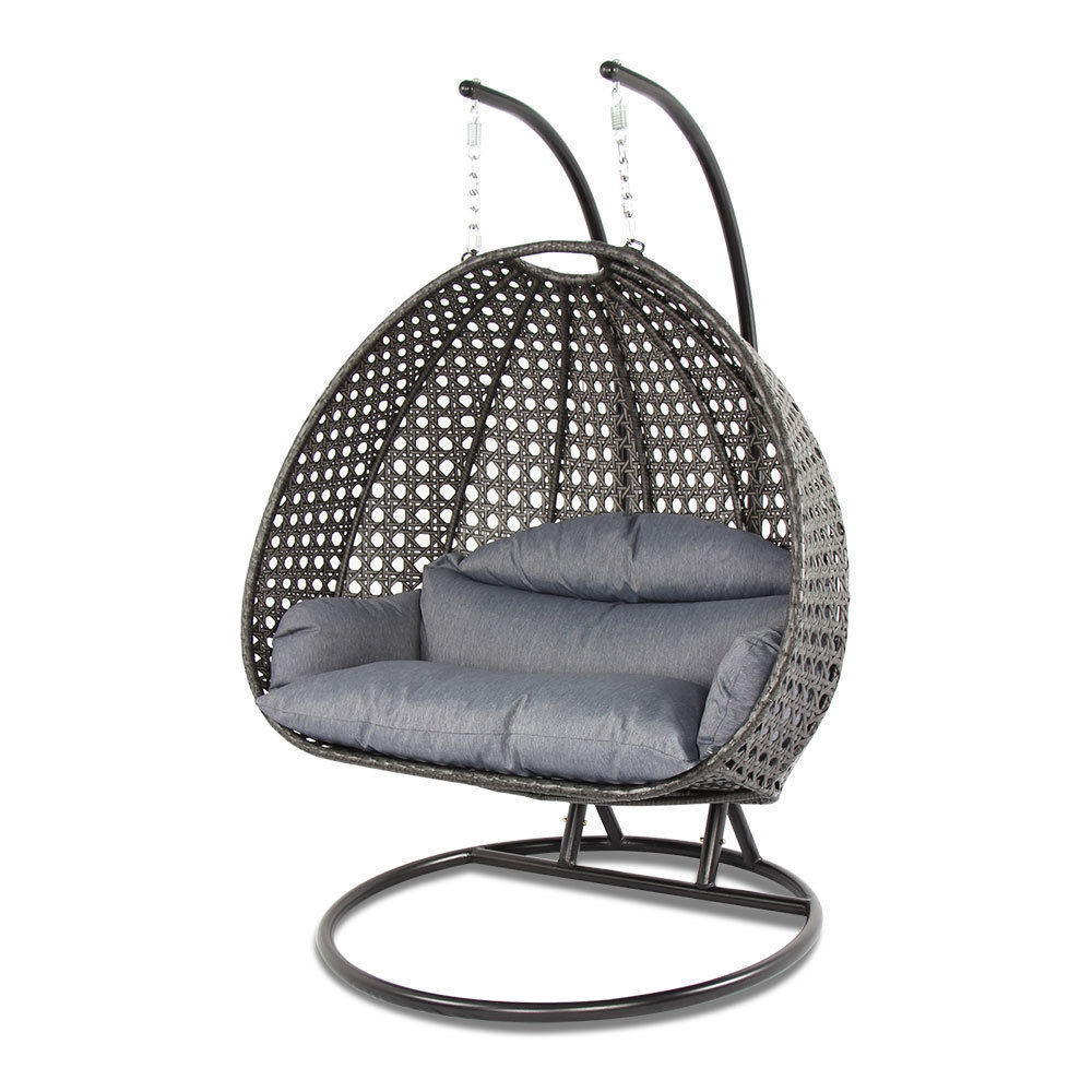 Outdoor Hanging Stand Wicker Egg Swing Chair 2 Person Heavy Duty Rattan