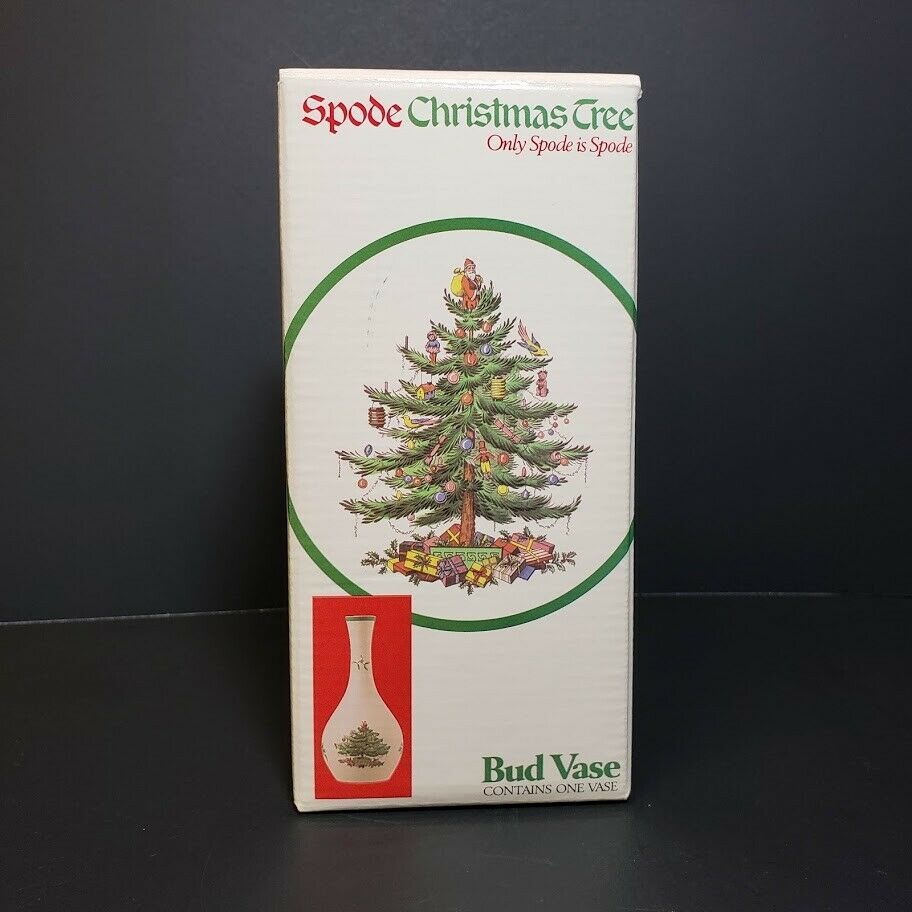 Spode Ceramic Bud Vase Christmas Tree Pattern 7 3/4" Made in England c1990s New - $19.99