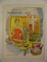 1956 Where There&#39;s Life There&#39;s BUDWEISER Dinner Party Print Ad - $9.99