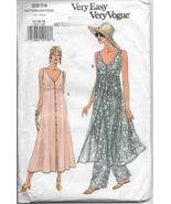 Vogue 8974 Women Dress Tunic and Pants, Causal Leisure Lounge Wear, Vintage 90s - $18.00