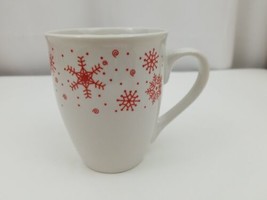 Royal Norfolk Christmas Coffee Mug White Red Snowflakes Holiday 4" Tea Cup - $4.99