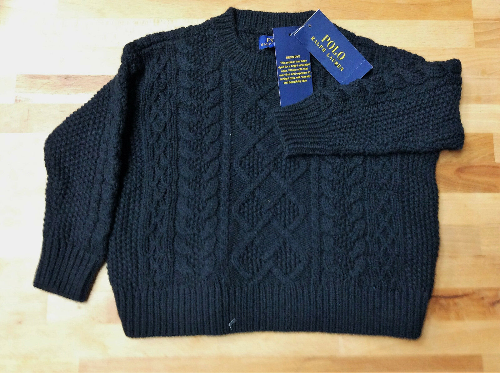 $65.00 Ralph Lauren Children's Cable-Knit Sweater Polo Black, Size 3T ...
