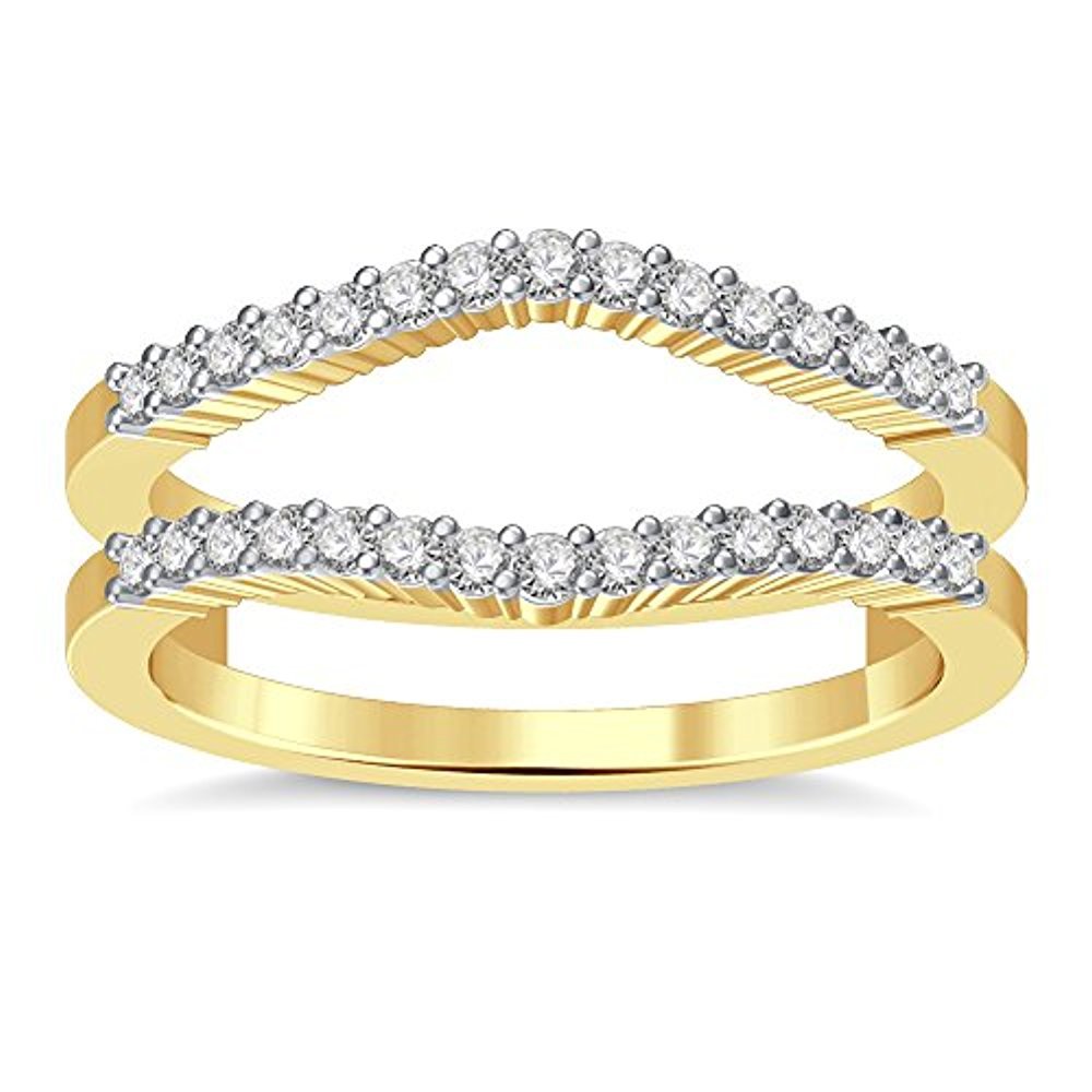 0.50ct CZ Diamond Curved Anniversary Wedding Band Enhancer Ring Yellow Gold Fn