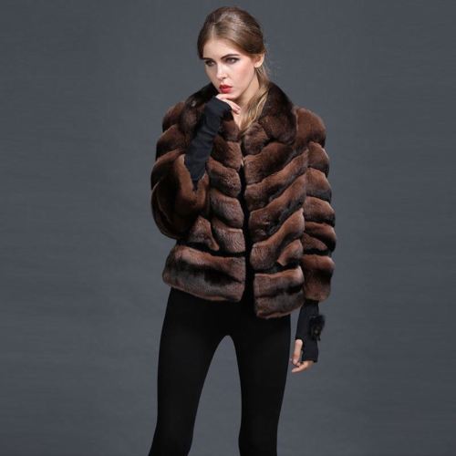 Brown Chinchilla Fur Jacket /AFRODITE - Coats & Jackets