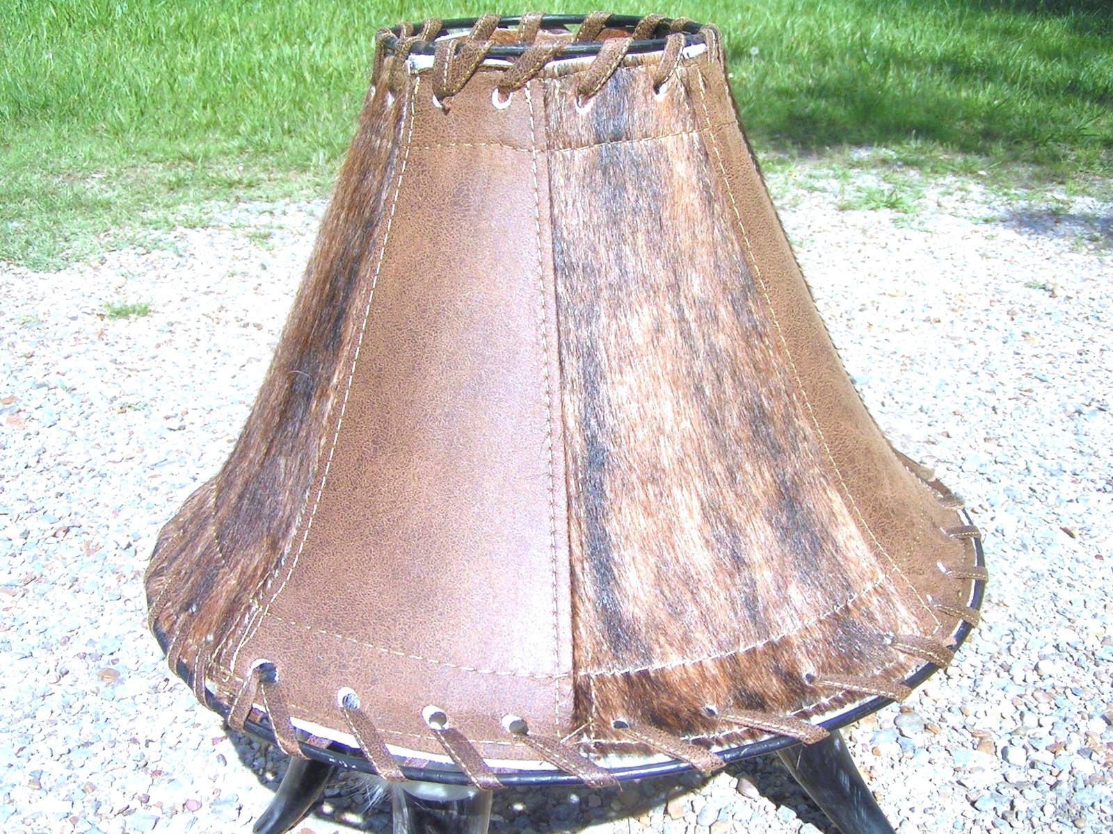 Western Cowhide and Leather Lamp Shade 0177 bz - Lamp Shades