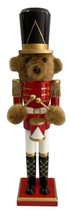 Wooden Christmas Nutcracker, 16&quot;, TEDDY BEAR IN RED UNIFORM WITH DRUMS, ... - $34.64