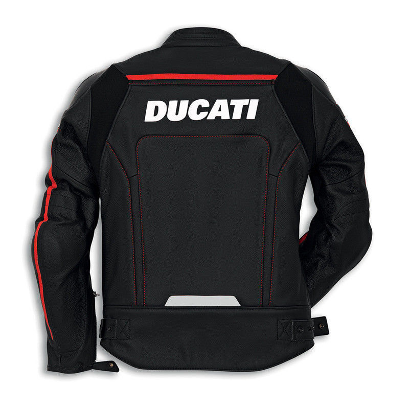 New Handmade Men's Ducati Corse Style Black Leather Motorcycle Jacket ...