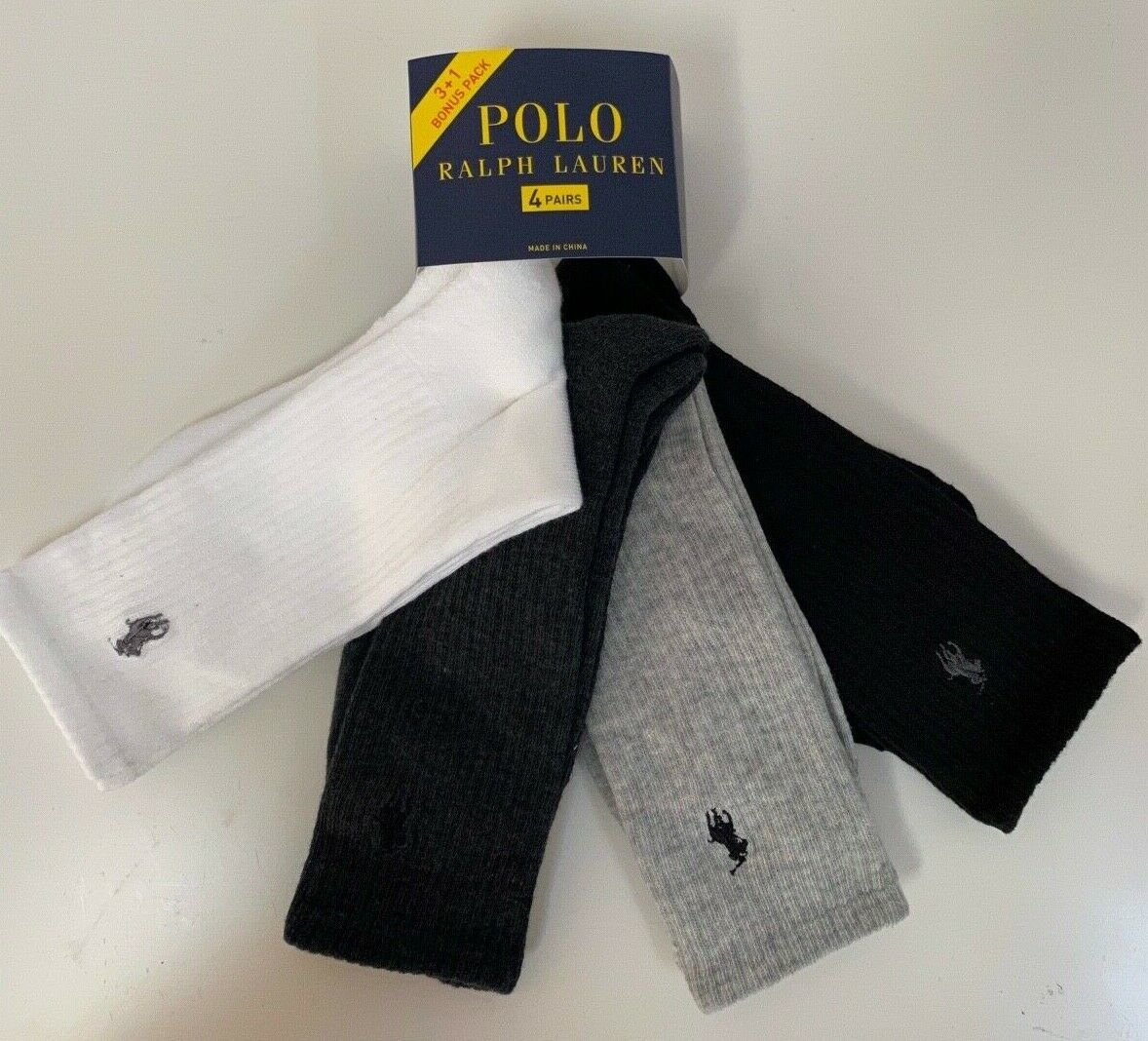 Polo Ralph Lauren Ribbed Crew Socks 10-13  4-pack - $22.00