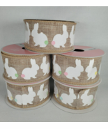 NEW lot of 5 Rolls Wire Edge Ribbon Easter Bunnies 1.5" x 25' - $14.85