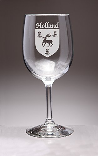 Holland Irish Coat of Arms Wine Glasses - Set of 4 (Sand Etched)