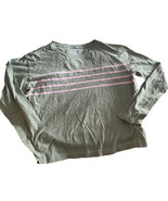 Vineyard Vines Long Sleeve Surf Tee Shirt Girls 12 L Green Pink Striped Top - $14.84