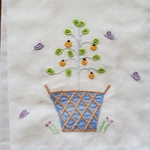 Hand Embroidered Guest Towel, Vintage Embroidery, Linen Towel, Plant Butterflies image 2
