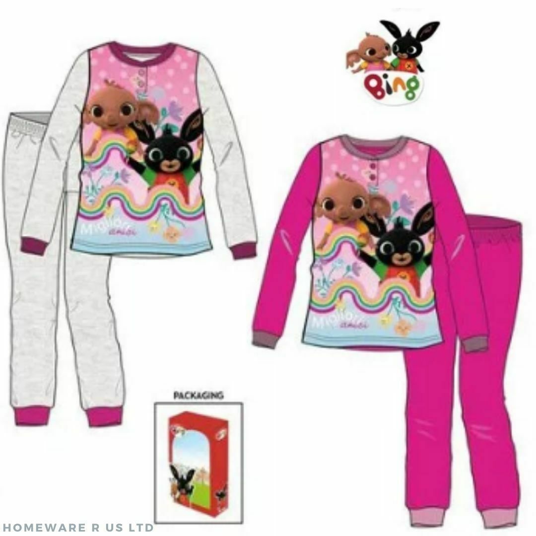 Kinder Mädchen Rosa BING Bunny Zula Pyjama Größen 3 5 4 6 7 Geschenk Box Neu