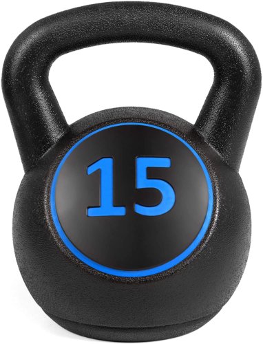 3-Piece HDPE Kettlebell Exercise Fitness Weight Set w/ 5lb 15lb Weights 10lb 