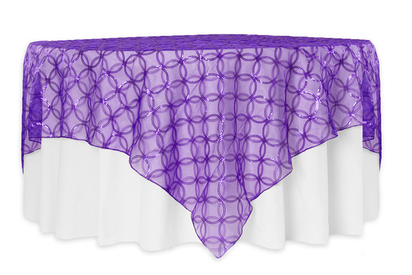 Purple SHEER SEQUINS CIRCLES Overlay, Tablecloths 84