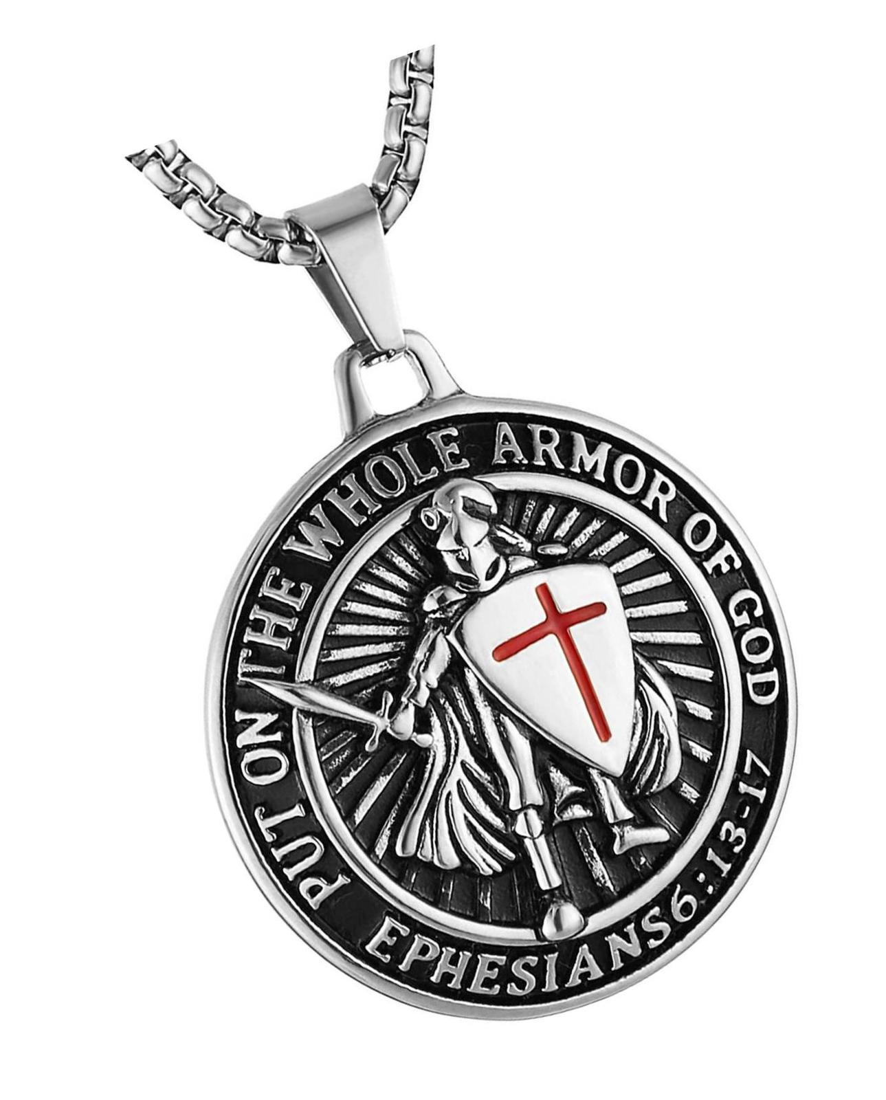 Collier Croix En Acier Inoxydable HZMAN - Pendentif Avec Versets