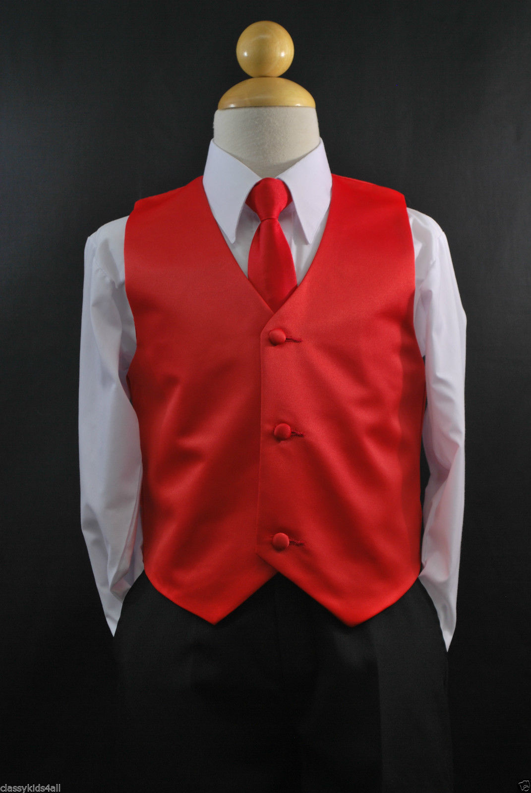 2PC VEST NECK TIE Set for Toddler Formal /& Boy/'s SUIT TUXEDO Sz 2T-14 Wedding