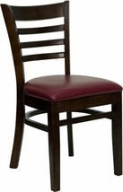 DuHercules Series Ladder Back Walnut Wood Restaurant Chair - Burgundy Vinyl Seat - $187.02