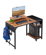Eureka Modern SS120B Computer Desk with Storage Shelves, Rustic Brown/Black - $160.29