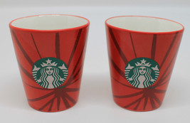 Starbucks Coffee 2014 Espresso Demitasse Shot Glass Cup Set of 2 Red Mermaid 3oz - $35.21