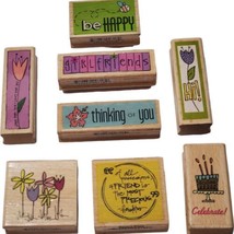Kolette Hall Rubber Stamp Lot Bundle Set Sayings Flowers Birthday  - $13.49