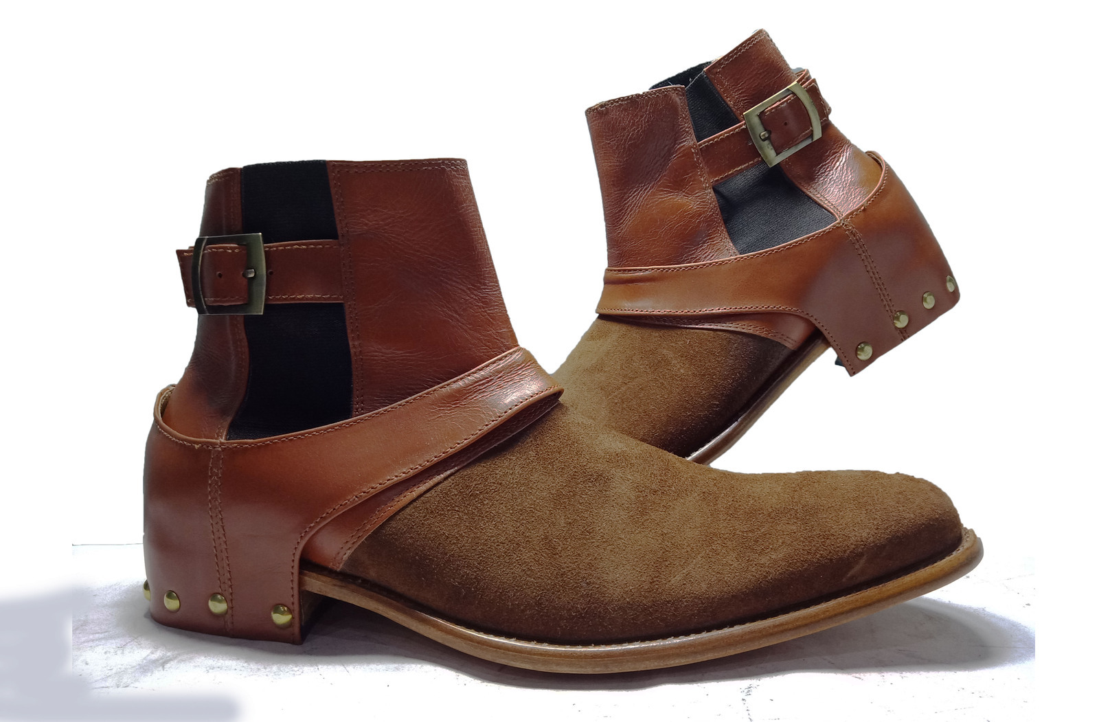 Multi Color High Ankle Rounded Toe Suede Leather Handmade Jodhpur Men Boots
