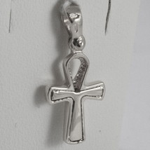 SOLID 18K WHITE GOLD CROSS, CROSS OF LIFE, ANKH, SHINY, 0.87 INCH MADE IN ITALY image 2