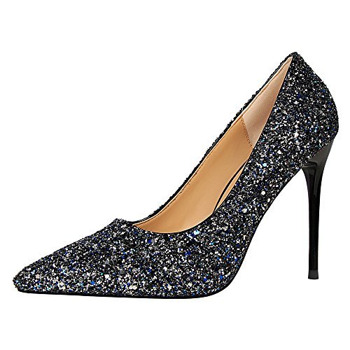 AM-Bigtree Glitter Lady Dress Shoes Women Pumps Heels Pointed Toe High ...