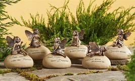 Fairy Message Rocks Set of 6 Garden Decor Brushed Copper Color 6 Styles Fairies